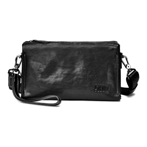 PABOJOE Сумка через плечо из крупнозернистой текстуры коровьей кожи средний размер мужская черная