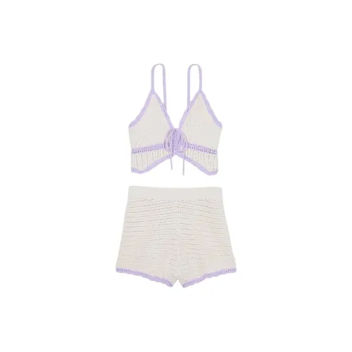 Victoria's Secret Розовый Комплект Пижамы Женские Экрю