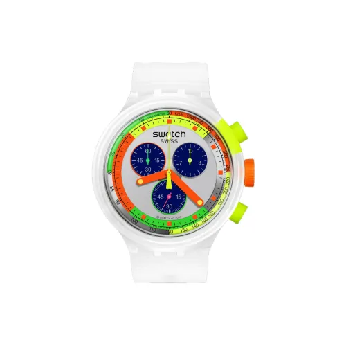 Swatch Neon Collection Кварцевый механизм Унисекс Часы 47 мм Синий циферблат Пластиковый корпус Часы Силиконовый ремешок