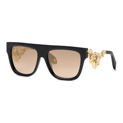 Roberto Cavalli Ацетатные квадратные солнцезащитные очки унисекс черного цвета