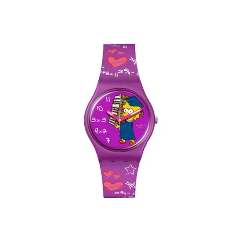 SWATCH THE SIMPSONS COLLECTION Кварцевый механизм Женские часы 34 мм Фиолетовый циферблат