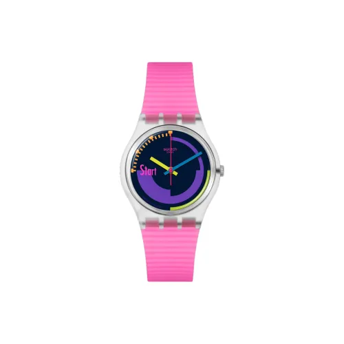 Коллекция SWATCH Neon Кварцевый механизм Унисекс Часы 34 мм Фиолетовый Циферблат Часы на биоразлагаемом материале Часы с силиконовым ремешком