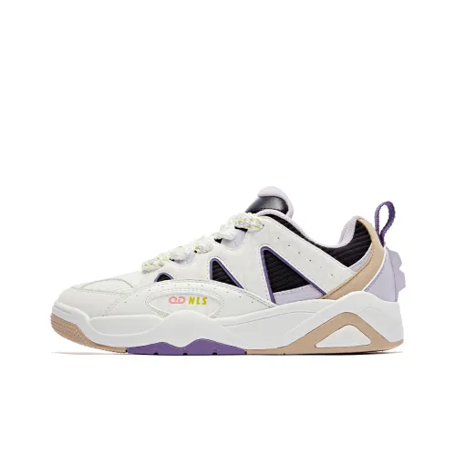 QIAODAN Пухлые туфли с покрытием устойчивые к царапинам баланс легкие низкий топ кроссовки для скейтбординга женские сливочный цвет Morning фиолетовый