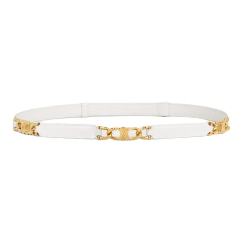 CELINE Кожаные ремни Женские Белые Ширина 1,8 см