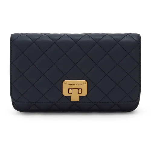 CHARLES KEITH ПУ (полиуретан) Маленькая квадратная сумка через плечо Маленькая женская Темно-синий Павлиний зеленый Розовый Молочно-белый Мятно-зеленый