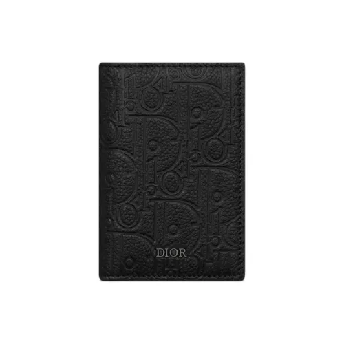 DIOR GRAVITY Принт Гладкая Коровья Кожа Держатель для Карт Мужской Черный