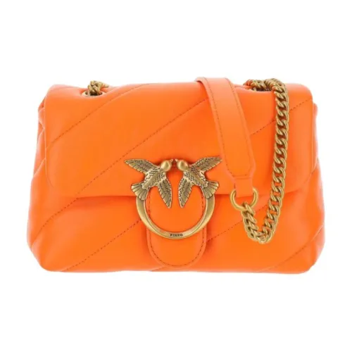 PINKO Puff Овчина Bird Сумка Swallow Сумка Сумка через плечо Маленькая Женская Апельсиновая
