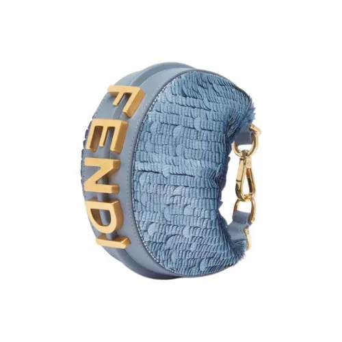 FENDI Полиэстер с Смолой и Кожей Запястье Сумка Мини Женская Синяя