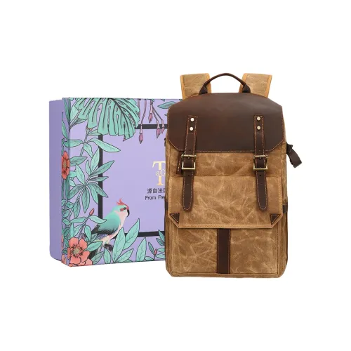 TTaG．baG Батиковый холст с Crazy Лошадь Коровья кожа Carry Рюкзак Регулярный Унисекс