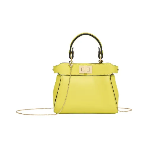 FENDI Peekaboo Lambskin One Shoulder Bag Nano Women's Yellow FENDI Peekaboo Сумка с одним плечом из овечьей кожи размер Nano женский желтый