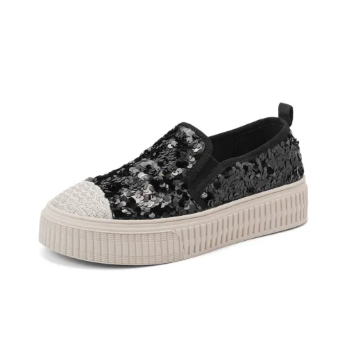 BELLE Легкий Увеличивающий Высоту Низкий Топ Кеды Женские Светлый Золото Черный