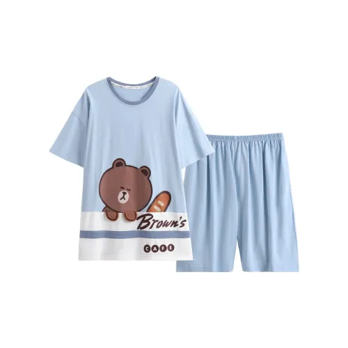 FENTENG Бурый медведь Пижамный комплект Мужской Gentleman Синий