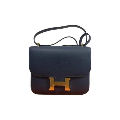 HERMES Constance Эпсомская кожа Сумка через плечо Мини Женская 7P BLEU DE Prusse Прусский синий