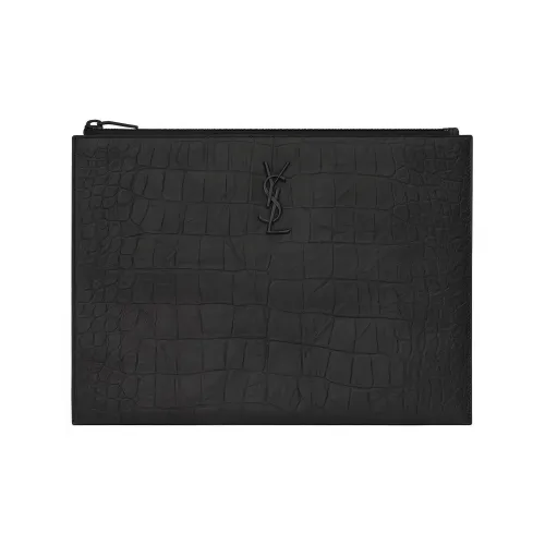 SAINT LAURENT Кожа Клатч Планшет Сумка iPad Мешок для хранения Один Плечевая Сумка Обычный Мужской Черный