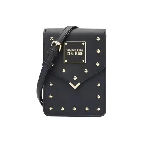 VERSACE JEANS COUTURE ПУ (полиуретан) Маленькая квадратная сумка чехол для телефона сумка сумка через плечо сумка через плечо мини женский черный