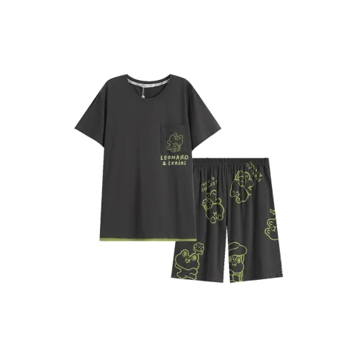 FENTENG x LINE FRIENDS Brown Bear Pajama Set Men's Vintage Gray FENTENG x LINE FRIENDS Комплект пижам Brown Bear Мужской Винтажный Серый