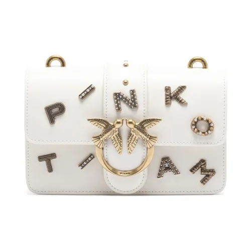 PINKO Коровья кожа Swallow Сумка Сумка через плечо Маленькая Унисекс Серый Белый
