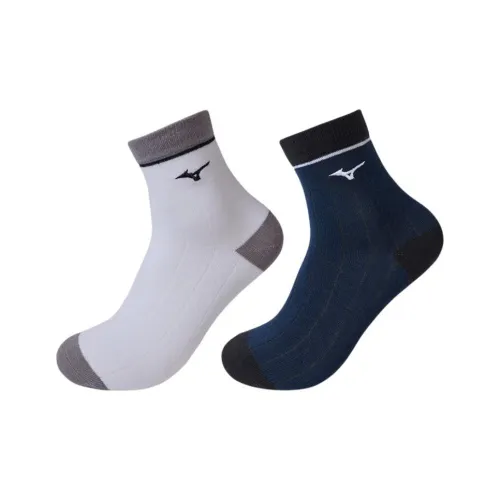 Mizuno ESSENTIAL series 2 шт Белый+Синий Унисекс MID Носки до икры