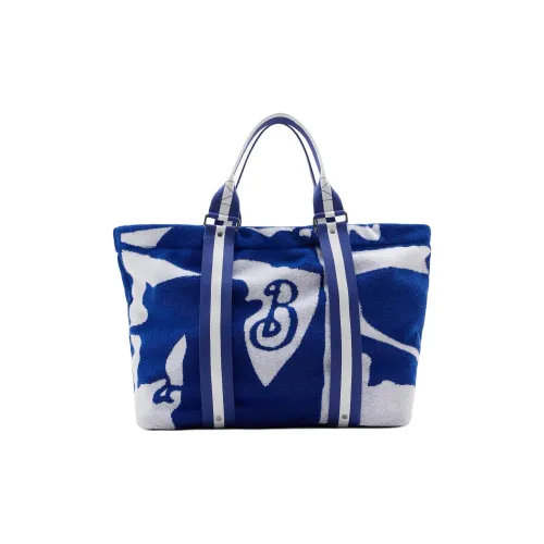 Burberry Хлопок Телячья Кожа Тоут Сумка Сумка для покупок Сумка через плечо Сумка Унисекс Рыцарь Синий