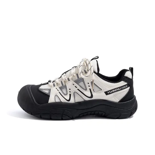 HUANQIU Slip-resistant и дышащий низкий топ кросовки с толстой подошвой женские бежево-черные