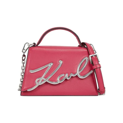 Karl Lagerfeld Телячья кожа с кожаными вставками Сумка через плечо Сумка через плечо Унисекс Малиново-розовый