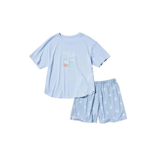 UNIQLO Пижамный комплект женский светло-синий