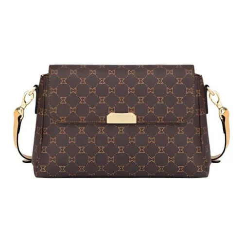 MashaLanti Сумка через плечо из ПВХ синтетической кожи среднего размера женская темно-коричневая и абрикосовая