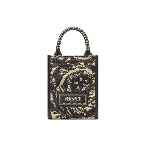 VERSACE Рафия Волокно Плечо Сумка через плечо Мини Сумка Женская Черная