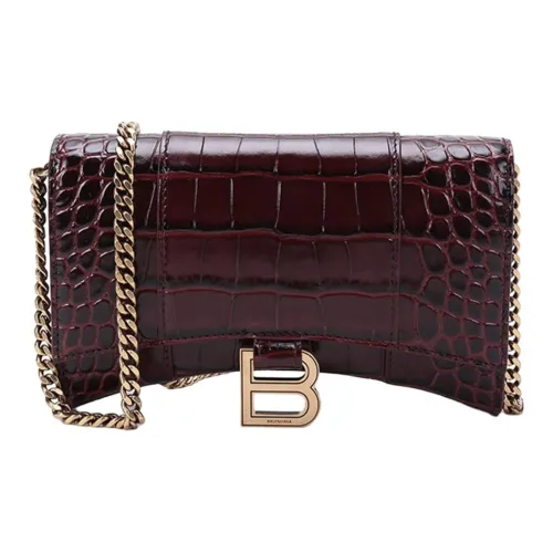 Balenciaga HOURGLASS Коровья кожа Сумка Hourglass Сумка через плечо Сумка на плечо Женская Темно-красная