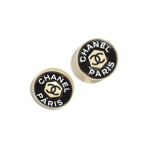 CHANEL Металл Смола Серьги-гвоздики Унисекс Золотой