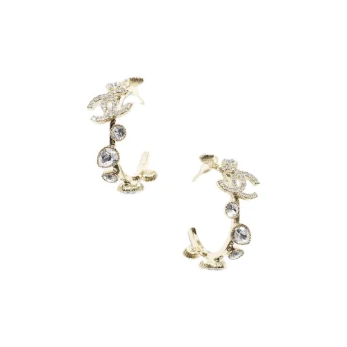 CHANEL Металл Латунь Кристалл Серьги Женские Золото