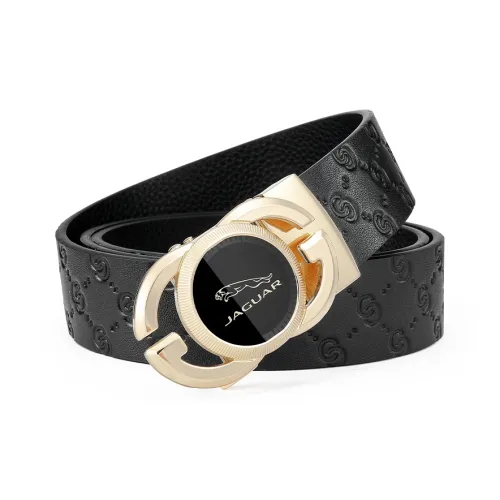 JAGUAR Мужской Модный Автоматическая Застежка Cut Out Дизайн Коровья Кожа Ремень Мужской Золотой Ширина 3,5 см
