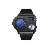 Чёрный ремешок, синий циферблат