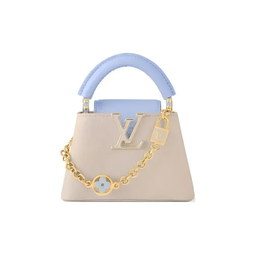 LOUIS VUITTON Capucines Кожа Capson Сумка Extra Mini Женская Кварц Небесно-Синий