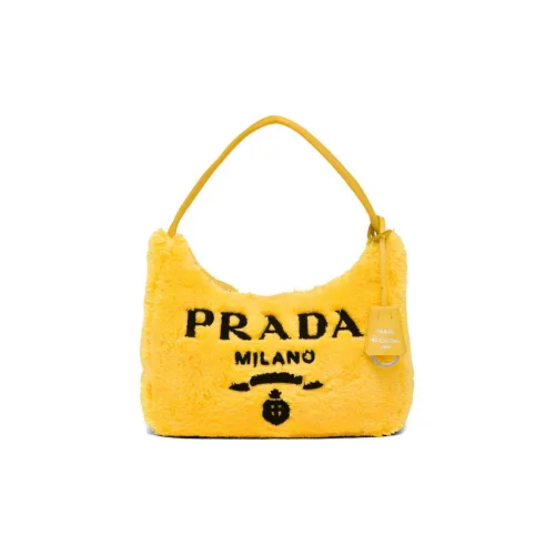 PRADA RE Edition Ткань Hobo Сумка на плечо Сумка Mini Женская Желтая
