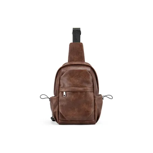 MashaLanti ПУ (полиуретан) Повседневный Многофункциональный Большой объем Коммутирование Легкий Маленькая сумка Sling Сумка Обычный Мужской Кофе