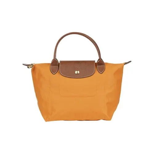 LONGCHAMP Le Pliage Переработанный холст с кожей цветовая комбинация сумка-пельмени маленькая женская апельсин