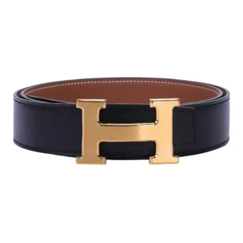 HERMES Кожаные ремни Мужской Черный 3,2CM