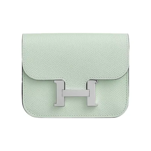 HERMES Constance Slim Epsom Телячья кожа Клатч Кошелек Бананка Женские 0S Vert Fizz Пузырьковый зеленый