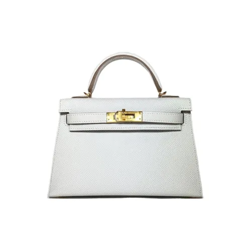 HERMES Mini Kelly 2nd Generation Эпсомская кожа кожаная сумка Kelly женская M4 светло-серый кремовый