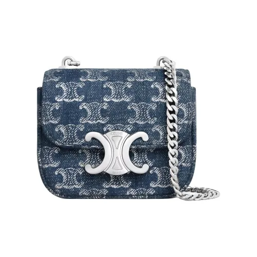 CELINE Triomphe Denim Сумка через плечо Сумка через плечо Мини Женская Синяя