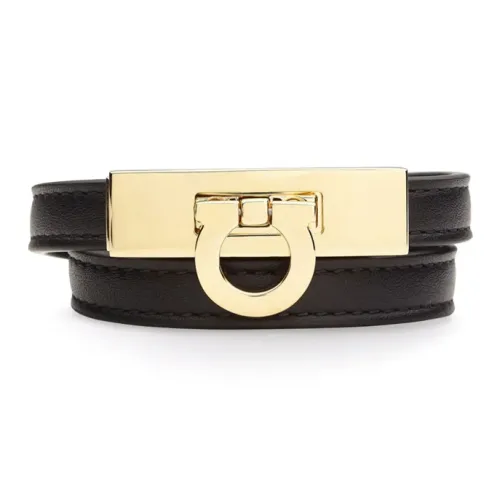 FERRAGAMO Lambskin Brass Bracelets Женские Black