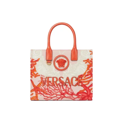 VERSACE La Medusa Холст Тоут Сумка Сумка для покупок Сумка через плечо Сумка Маленькая Женская Коралловая