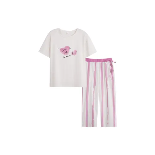 Sha Qian Пижамный комплект Летний Женский Белый