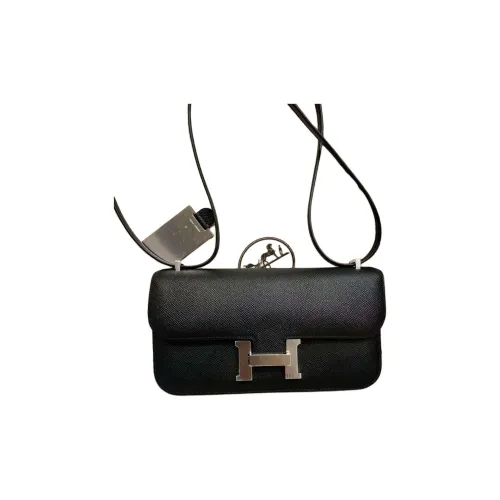 HERMES Эпсом Кожа Сумка через плечо Женская 89 Черная