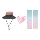 Розовый + Розовый + Розово-синий (Шапки и кепки + Маска для лица + Охлаждающие рукава)