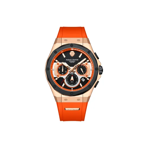 PARAS CROWN Кварцевый механизм силиконовый ремешок мужские часы черный циферблат