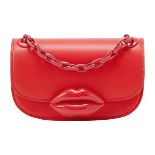 CHARLES KEITH ПУ (полиуретан) Текстильная смесь Маленькая квадратная сумка Портативная сумка через плечо Сумка через плечо Женская Черная Красная