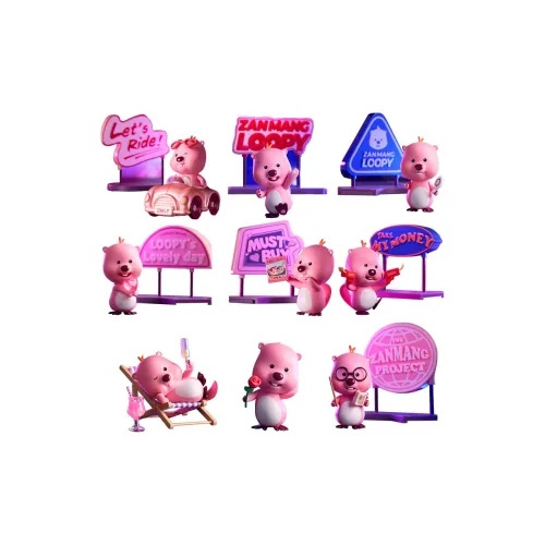 Miniso Loopy The Beaver Series Неон Шоссе Mystery Коробка Орнамент Слепые коробки Один Mystery Коробка Целая коробка 8 шт