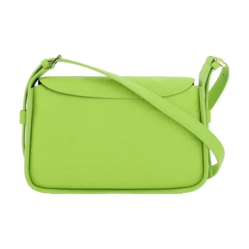 MCM Aren Кожа Одно Плечо Сумка Маленькая Женская Неоновый Зеленый